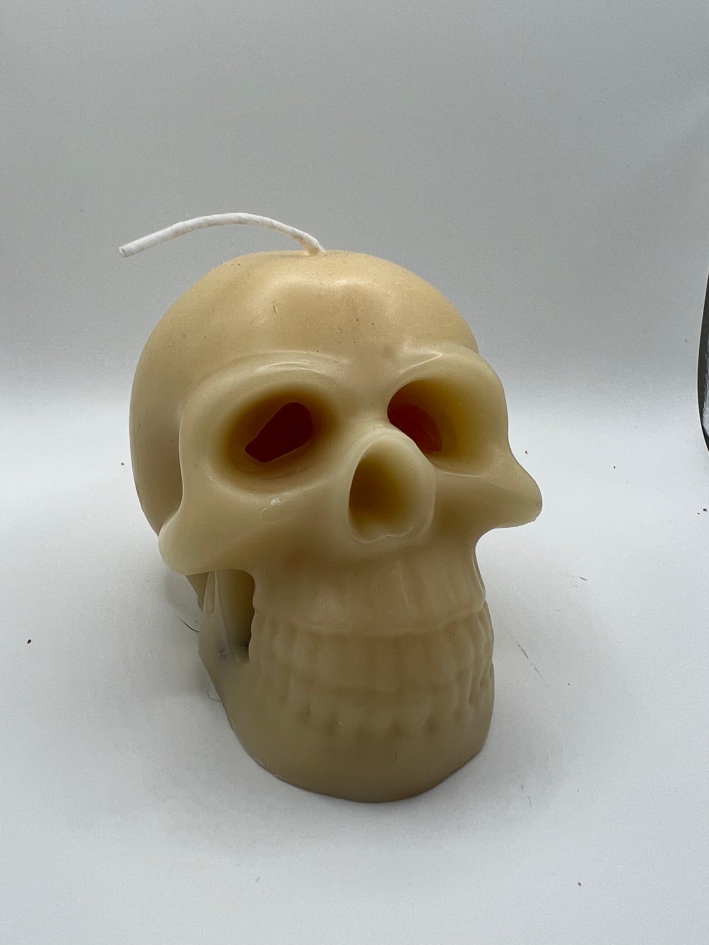 Natural Beeswax Skull candle with Stone eyes