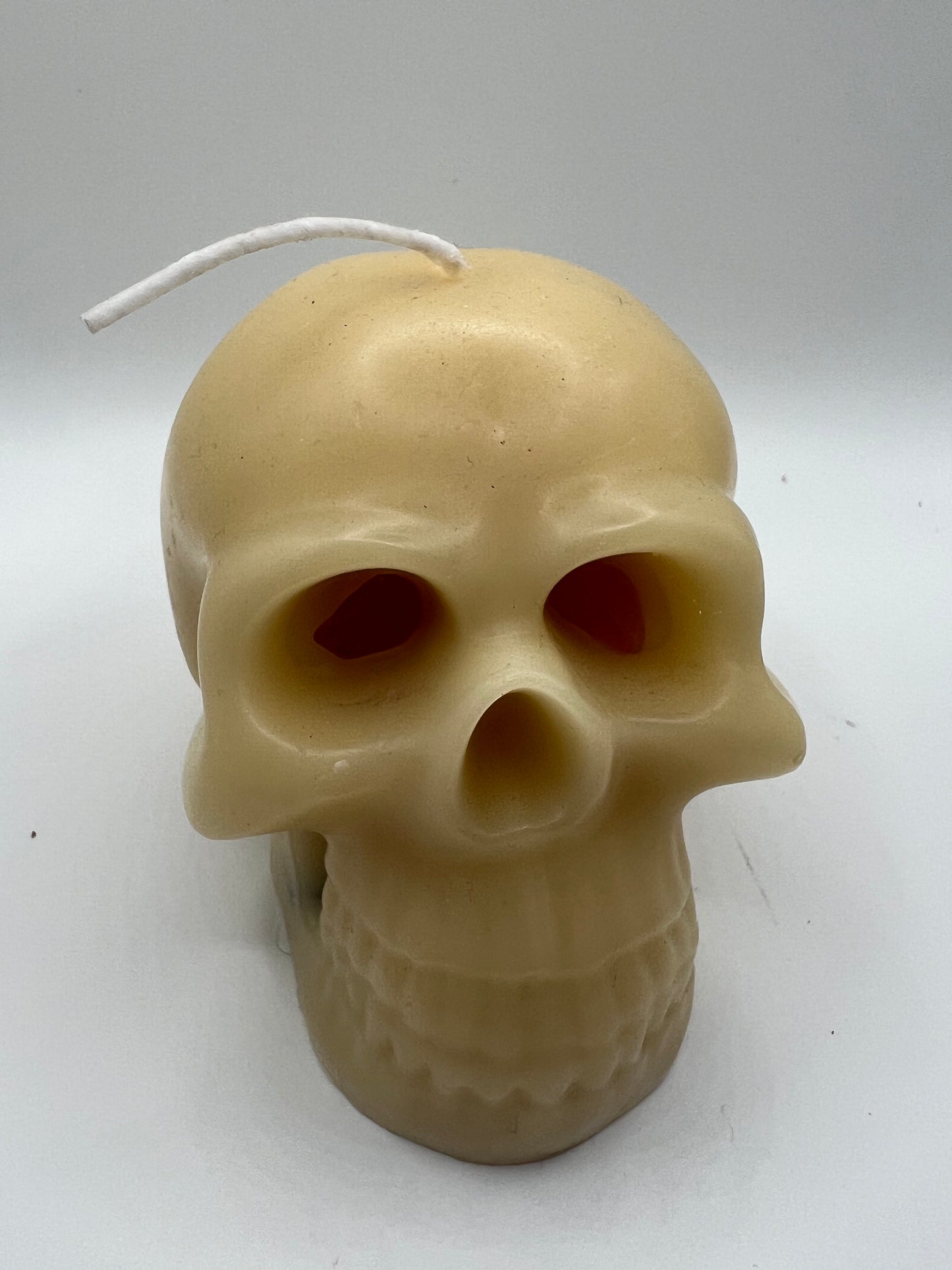 Natural Beeswax Skull candle with Stone eyes